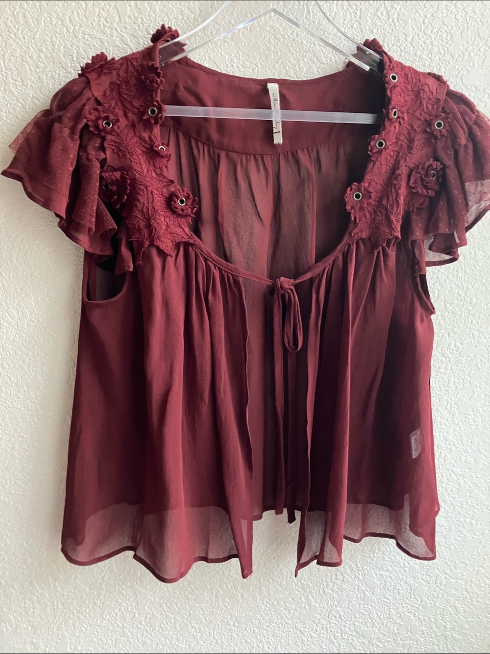 Willow & Clay Boho Style Front Tie Blouse (Size Medium) NWT